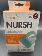 Boon Nursh Silicone Pouch 4 Oz Baby Bottle Slow Flow 0 Months Newborn New