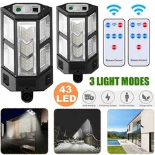 2 Pack 43LED Solar Street Light Security Flood Lamp Motion Sensor Outdoor Wall