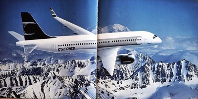 BOMBARDIER C Series heavy brochure + 2 Informational CD's plus C Series Sticker