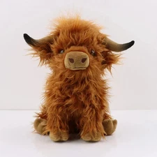 Highland Cow Plush Toy Soft Fluffy Brown Stuffed Animal Cuddly Farm Gift Home