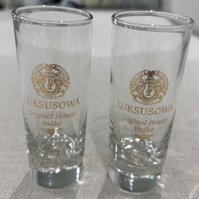 Set of 2 LUKSUSOWA Original Potato Vodka Shot Glasses 4''Tall Heavy Clear Bottom