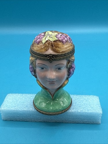 Rare Female Figure "Demeter" Head Bust Limoges Trinket Box Pient Main France - Picture 5 of 11