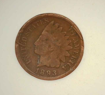 #ad 1893 Indian Head Penny CUD ERROR US One Cent G Details Rim Cud C $39.99
