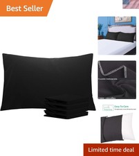 Luxury Black Microfiber Pillowcases 4-Pack, 20 x 30, Envelope Closure Design