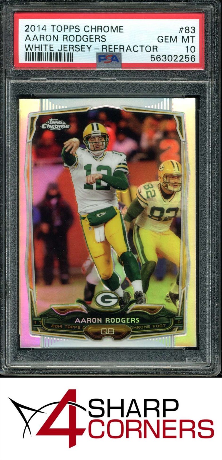 2014 TOPPS CHROME REFRACTOR #83 AARON RODGERS PACKERS WHITE JERSEY PSA 10
