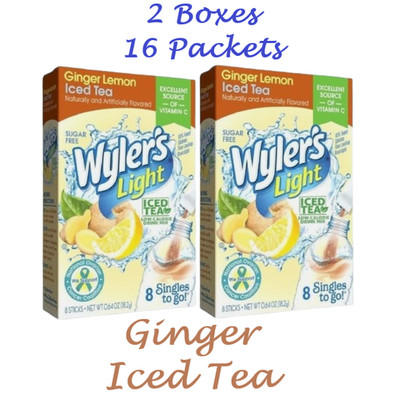 Wyler's Light Ginger Lemon Iced Tea Sugar Free Singles To Go! Powder Packet - 16