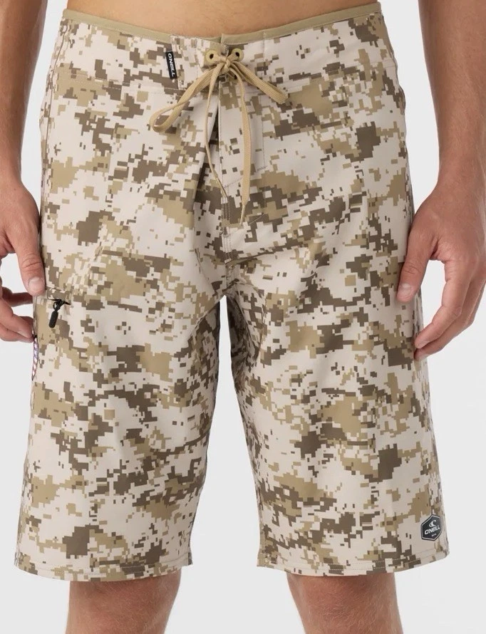 O'NEILL Men's 28" Outseam GI Jack 3 Quick Dry Beach/Surf Shorts Desert Camo