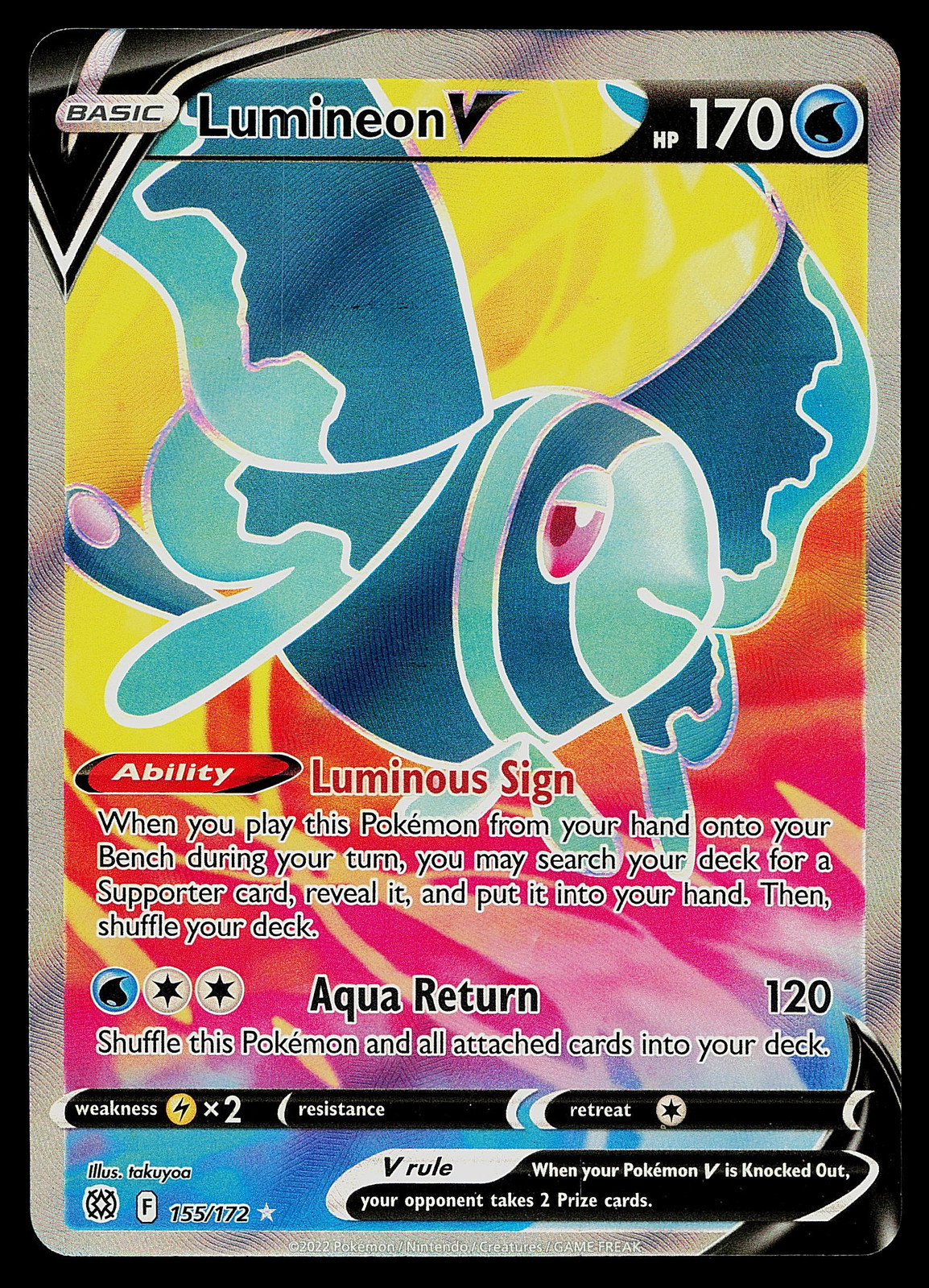 Pokemon Card - Lumineon V Brilliant Stars 155/172 Ultra Rare Full Art SWSH Holo