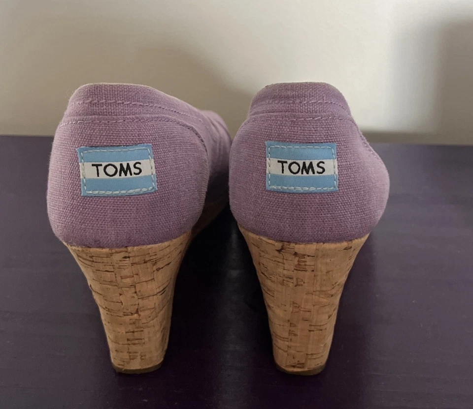 TOMS Michelle 经典楔形鞋露趾凉鞋女式 W9 紫色 — 第 4/4 张图片