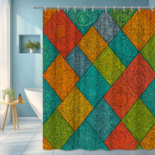 Colorful Geometric Shower Curtain for Unique Bathroom Decor