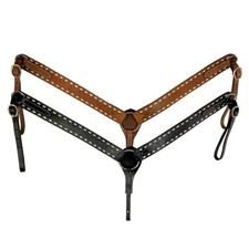 BREASTCOLLAR 2" Wide Showman Argentina Cow Leather Buckstitch Lined Tugs Adjust
