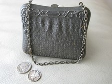 Antique Art Nouveau Deco Faux Chain Mail Mesh Silver Metal Coin Purse