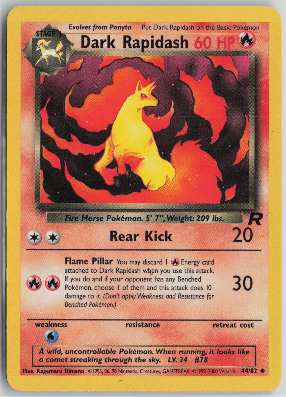 Dark Rapidash 44/82 Uncommon Team Rocket Pokemon Unlimited Lightly Played