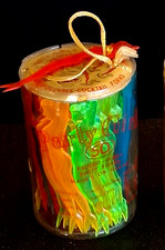 1 Vtg 1940’s Party Girls Psuedo GREEN BLUE RED ORANGE cocktail Fork Hangs Glass