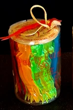 1 Vtg 1940’s Party Girls Psuedo GREEN BLUE RED ORANGE cocktail Fork Hangs Glass