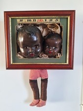 Vintage Composition Dolls In Shadow Box Assemblage Art Piece