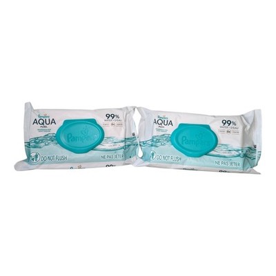 Pampers Aqua Pure Baby Wipes Unscented, 2-Pack, 112 Total Wipes Flip Top