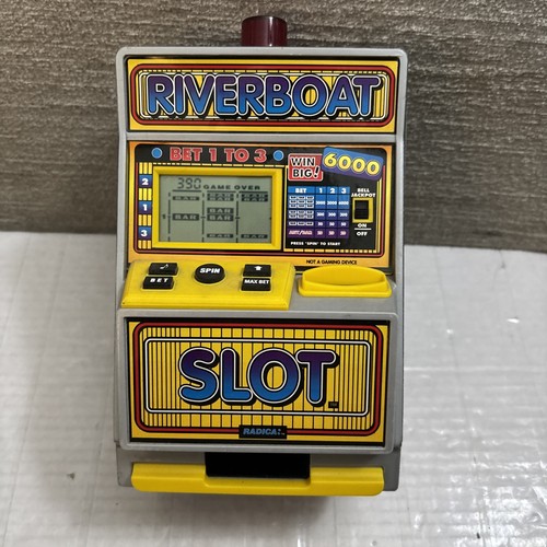 Vintage Radica Riverboat Electronic Slot Machine Game Working Coin Bank WORKS