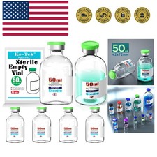 Cylindrical 50ml Sterile Glass Vials with Flip Off Cap – 6 Pack for Medical Use