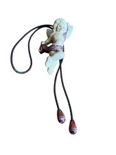 Vintage Carved Wood Bolo Tie -Angel- Signed By Artist