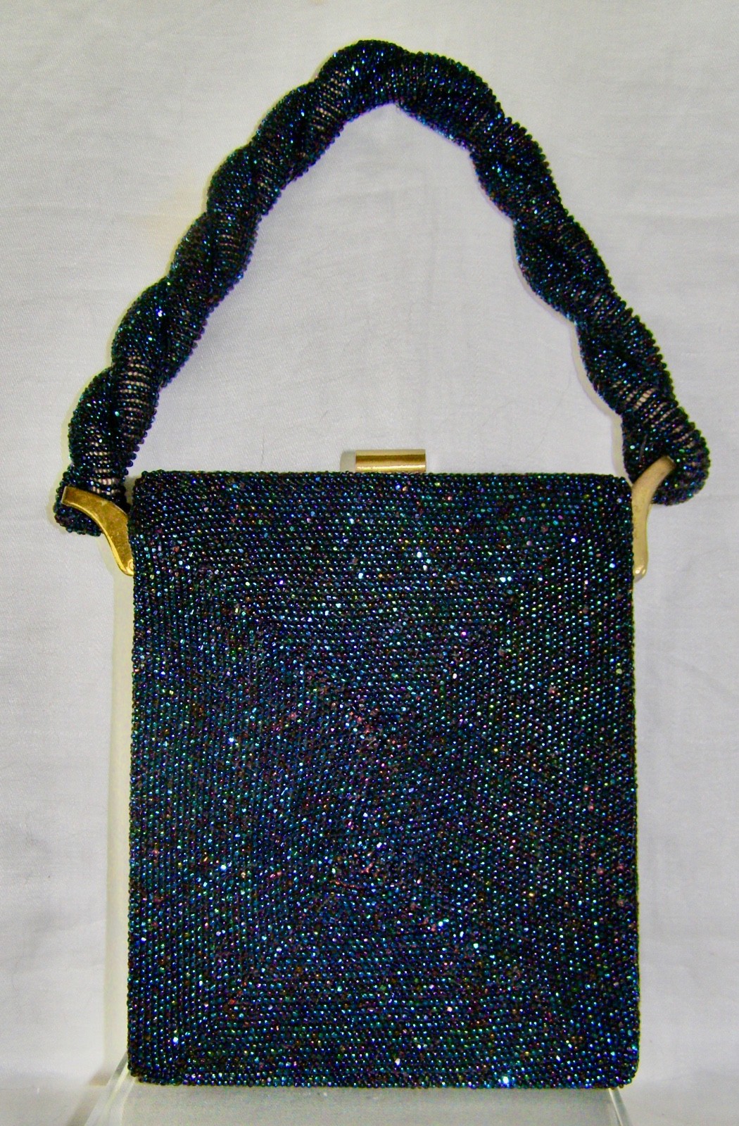 VINTAGE 1940’s STURDY FRAMED RECTANGULAR BEADED H… - image 1