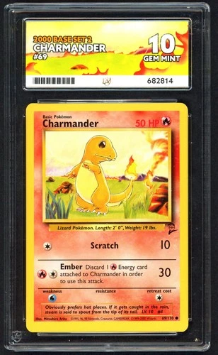 Pokemon Cards - ACE 10 Charmander 69/130 - Base Set 2 - GEM MINT