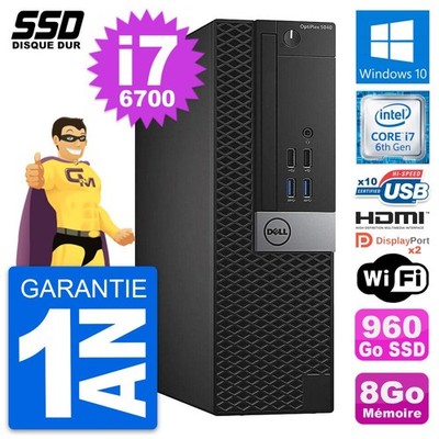 PC Dell Optiplex 5040 SFF Intel i7-6700 RAM 8Go SSD 960Go HDMI Windows 10 Wifi