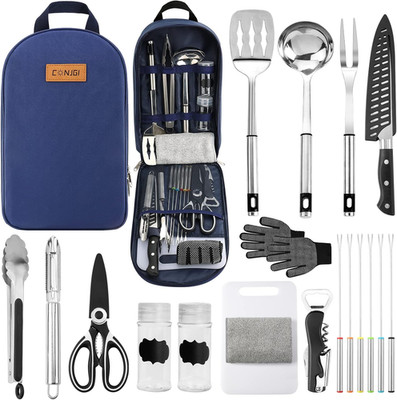 Camping Cookware Storage Bag - Camping Cooking Utensils Set Bag Camping Tool Por