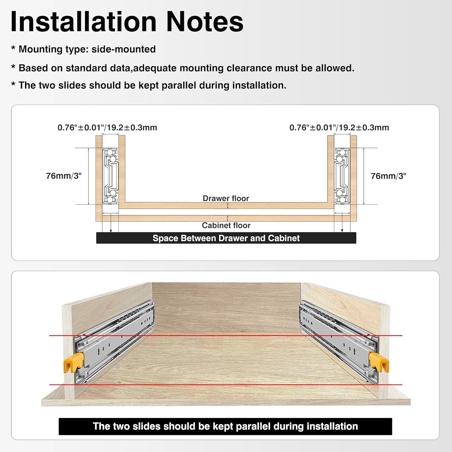 Heavy Duty Drawer Slides with Lock, 24 Inch, 500 Lb Capacity, Full Extension