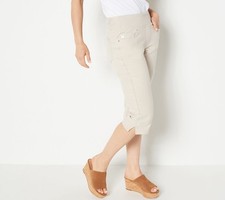 Belle by Kim Gravel Flexibelle Pedal Pusher Pants Stone 32 New