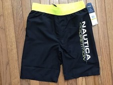 New NAUTICA Competition Black Bathing Suit Swim Trunks Youth Medium  C18-9 