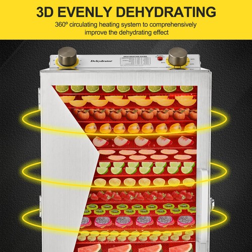 18 Trays Food Dehydrator Machine 304 Stainless Steel Beef Vegetable Adjustable - Picture 6 of 9