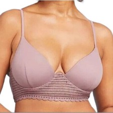 NWT Shade Shore Women Mauve Longline Crocheted Bikini Top Swimwear Size 38DD