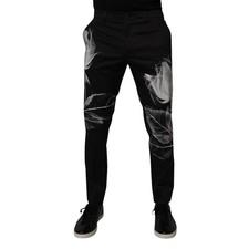 DOLCE & GABBANA Pants Black Cotton Floral SkinnyDress Trouser IT48/W34/M 1050usd