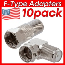 10 Pcs Right Angle F-Type Adapter 90 Degree Coaxial Cable Adapter Male to Female