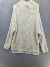 Trouve Women's Sweater Dress Solid White Long sleeve Size Medium Large Mock Neck