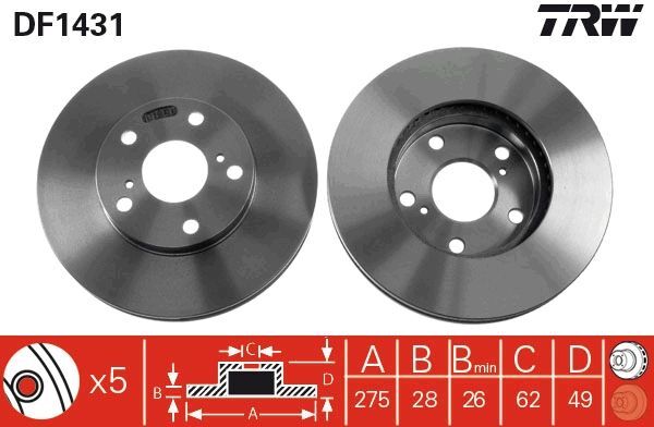 2X TRW DF1431 Bremsscheibe FüR Lexus Toyota-image