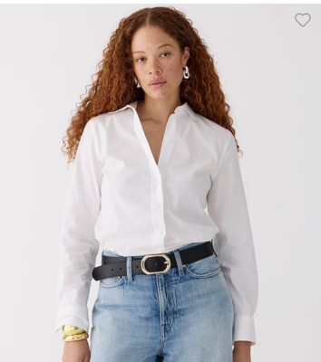 J.CREW Wren slim shirt in stretch cotton poplin New Size 6 Women s White