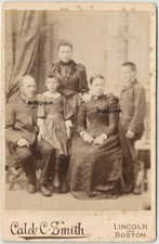 CABINET CARD FAMILY GROUP CALEB SMITH LINCOLN BOSTON LINCOLNSHIRE ANTIQUE PHOTO
