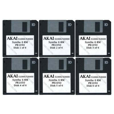 Akai S1000 / S3000 Six Floppy Disks Synths 6 8M PR1050