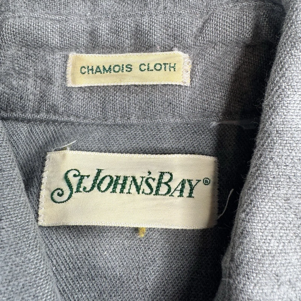 Camisa Gamuza St Johns Bay Para Hombres XL Franela Manga Larga Bolsillos con Botones Gris Años 90 Foto 3 de 4