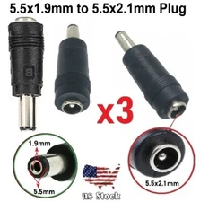 x3 Copper DC Power Connector 5.5mmx2.1mm Female to 5.5mmx1.9mm Male Adapter (B)
