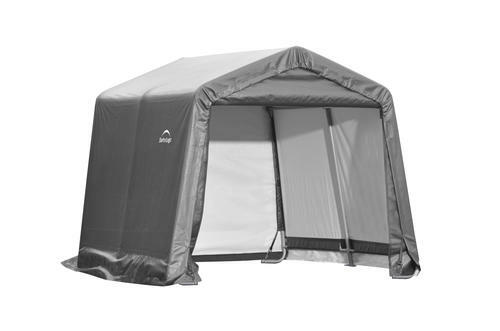 Large 10' Gray Shed in a Box Peak Shelter Steel Frame Outdoor Backyard Storage 