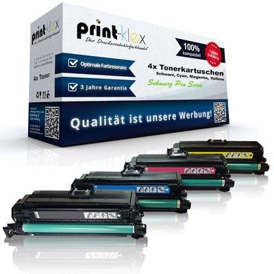 4x  Toner für HP LaserJet-Enterprise-500-color-M-570-dn CE40 - Schwarz Pro Serie