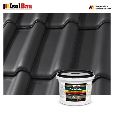 ISOLBAU Dachfarbe Schwarz 4 kg Sockelfarbe Fassadenfarbe Dachbeschichtung RAL Farbe