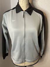 SPEEDO USA  YOUTH STREAMLINE WARM UP JACKET - BLACK/GRAY SIZE L