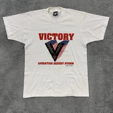 Vintage Desert Storm Military Shirt Adult Large White Army 80s Short Sleeve USA