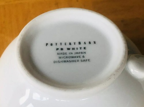 PB WHITE by Pottery Barn Porcelain Coffee Cup Mug Made In Japan NO SAUCER - Picture 3 of 3
