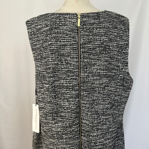 NWT Calvin Klein Tweed Sheath Dress Career Workwear Buttons Black White Women 20 - 第 6/13 張圖片