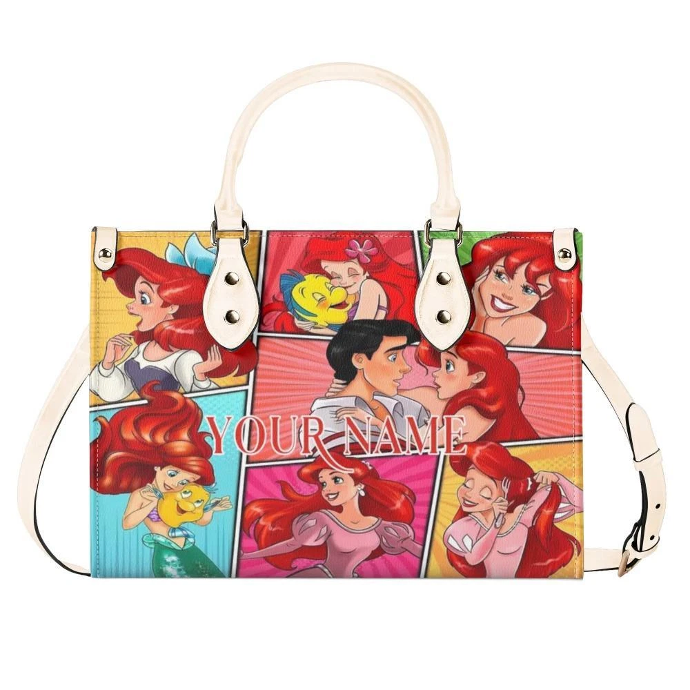 Personalized The Little Mermaid Luxury Women PU Leather Handbag, Disney gift,